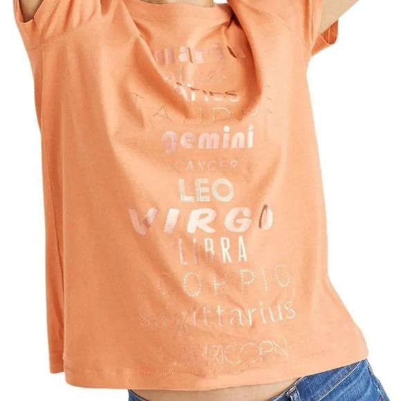 MADEWELL Zodiac Foil Print Tee Medium Orange Astrology - Picture 1 of 5